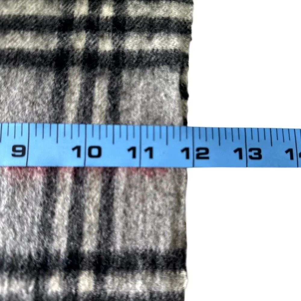Burberry Classic Check Scarf Grey 100% Cashmere Unisex Scarf Made In England - Picture 7 of 7
